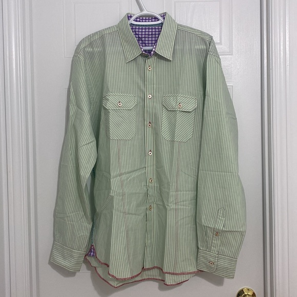 Arnold Zimberg Stripped Long Sleeve Casual Shirt Size Large . ( 27 A) - Picture 1 of 2